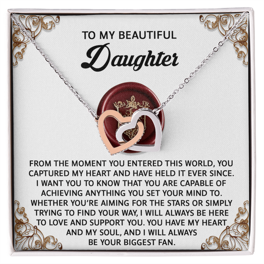 Daughter-Biggest Fan Interlocking Hearts Necklace