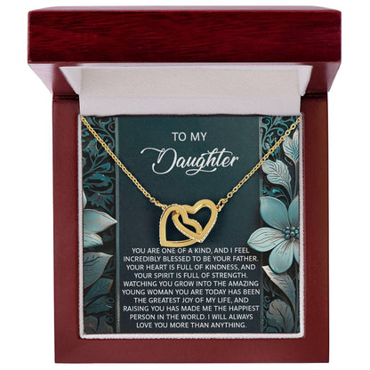 Daughter-Happiest Person Interlocking Hearts Necklace