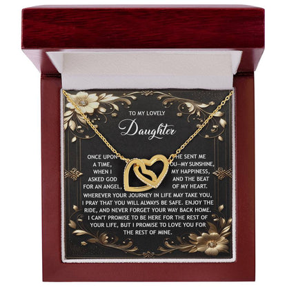 Daughter-Be Safe Interlocking Hearts Necklace