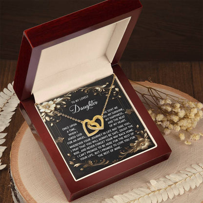 Daughter-Be Safe Interlocking Hearts Necklace